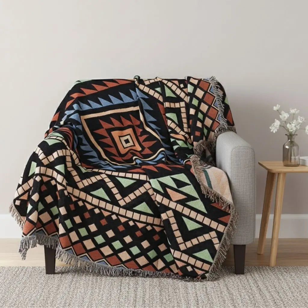 Zahara Boho Cotton Sofa Blanket