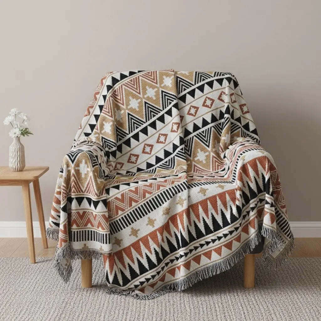 Zahara Boho Cotton Sofa Blanket