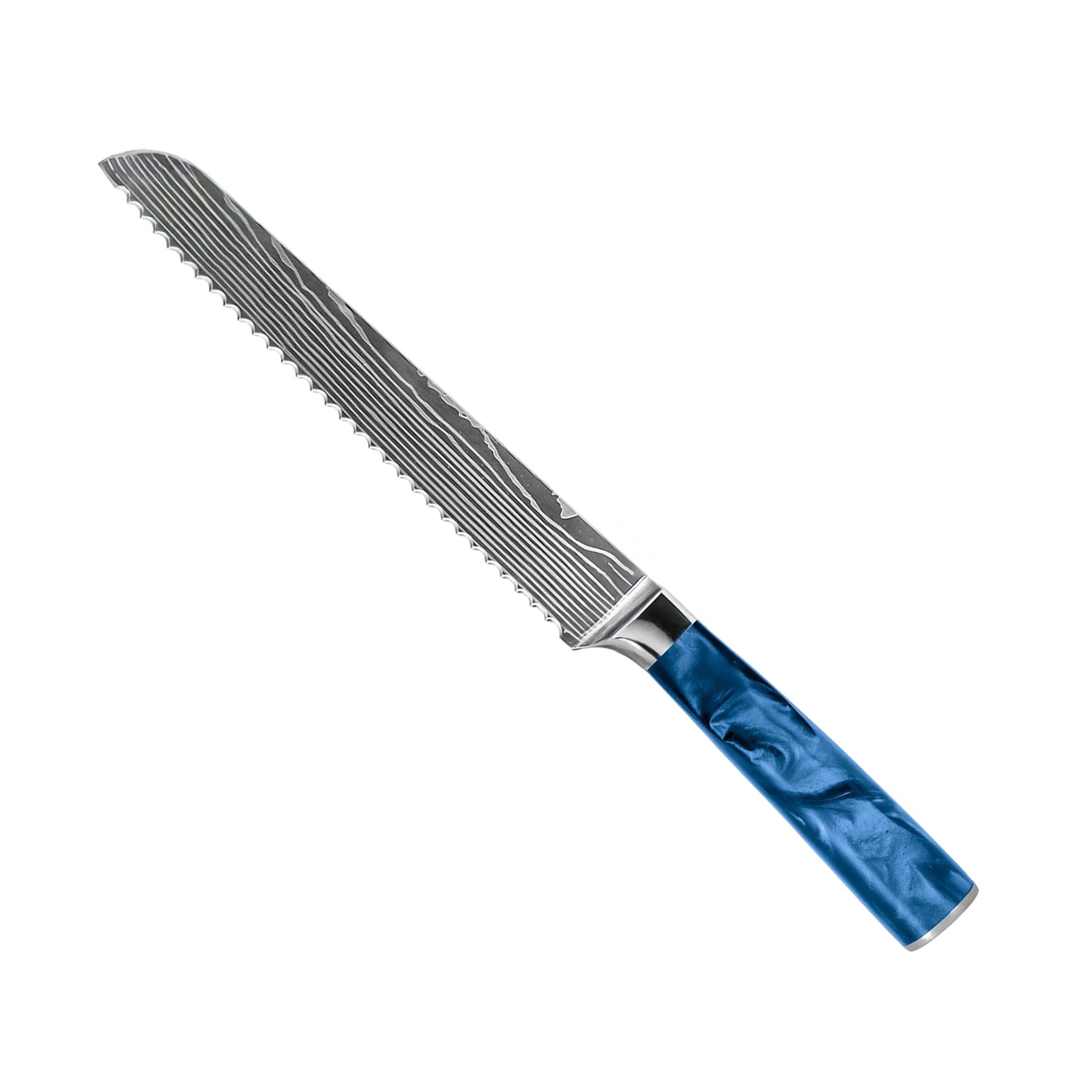 Damascus Print Epoxy Sapphire - 6-Piece Knife Set