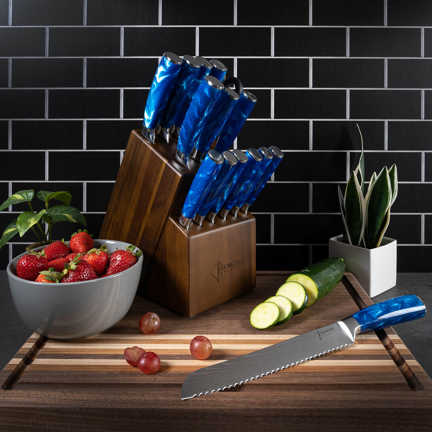 "Cerulean" 16-Piece Japanese Knife Block Set
