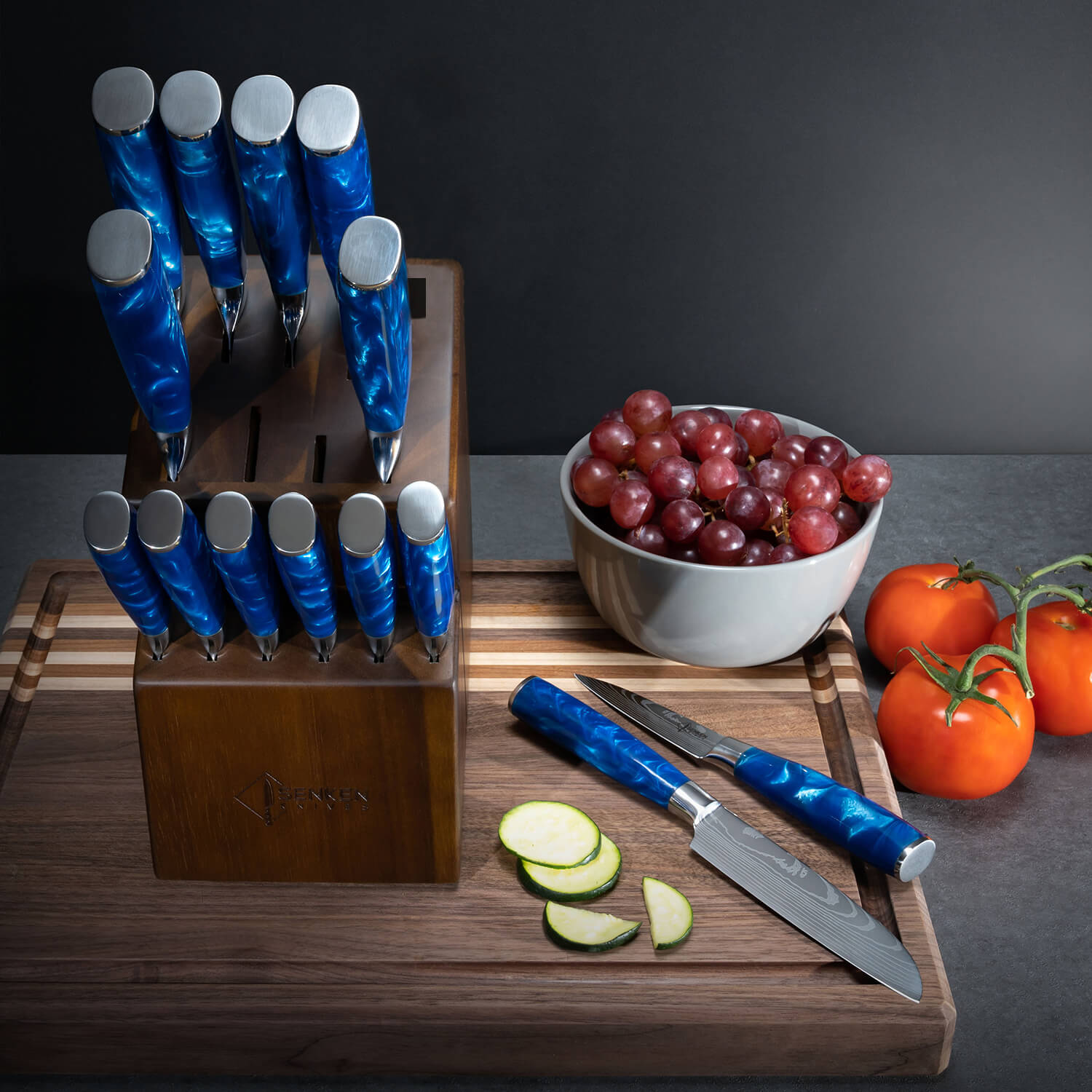 "Cerulean" 16-Piece Japanese Knife Block Set