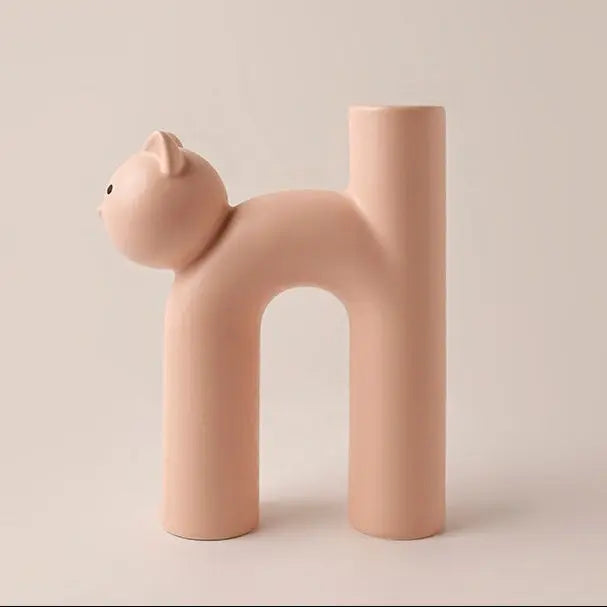Clem Marble Cat Shaped Ceramic Flower Vase