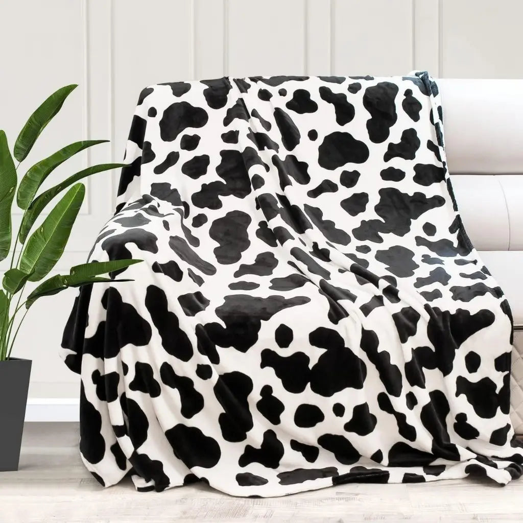 Harper Cow Print Flannel Blanket