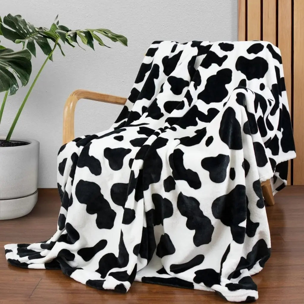 Harper Cow Print Flannel Blanket