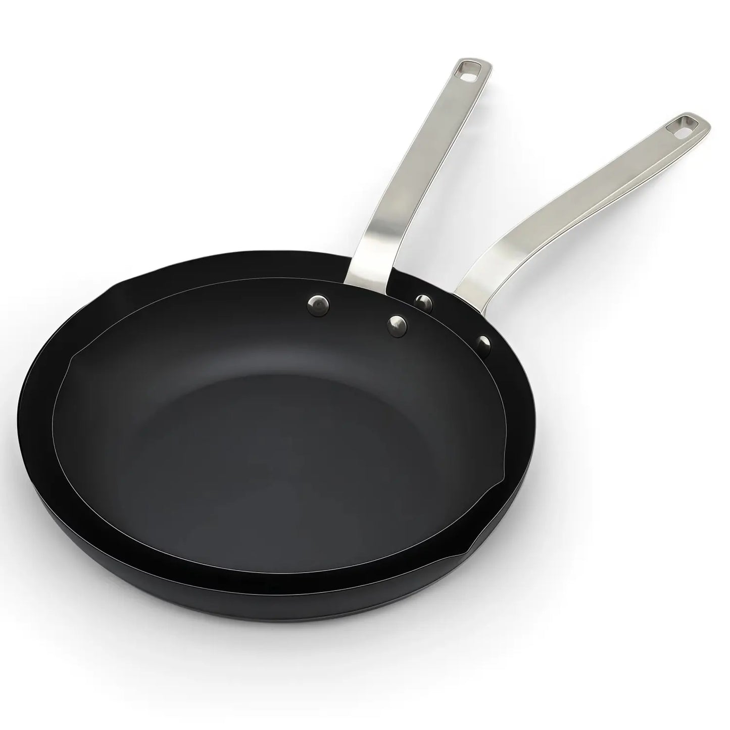 Close-up of Pure Pantry Seasoned Carbon Steel Frying Pan's textured seasoning for non-stick cooking.