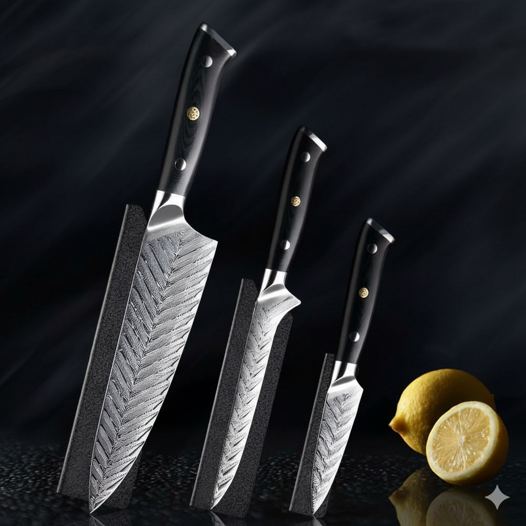 Hand Forged Damascus Steel Chef Knife Set