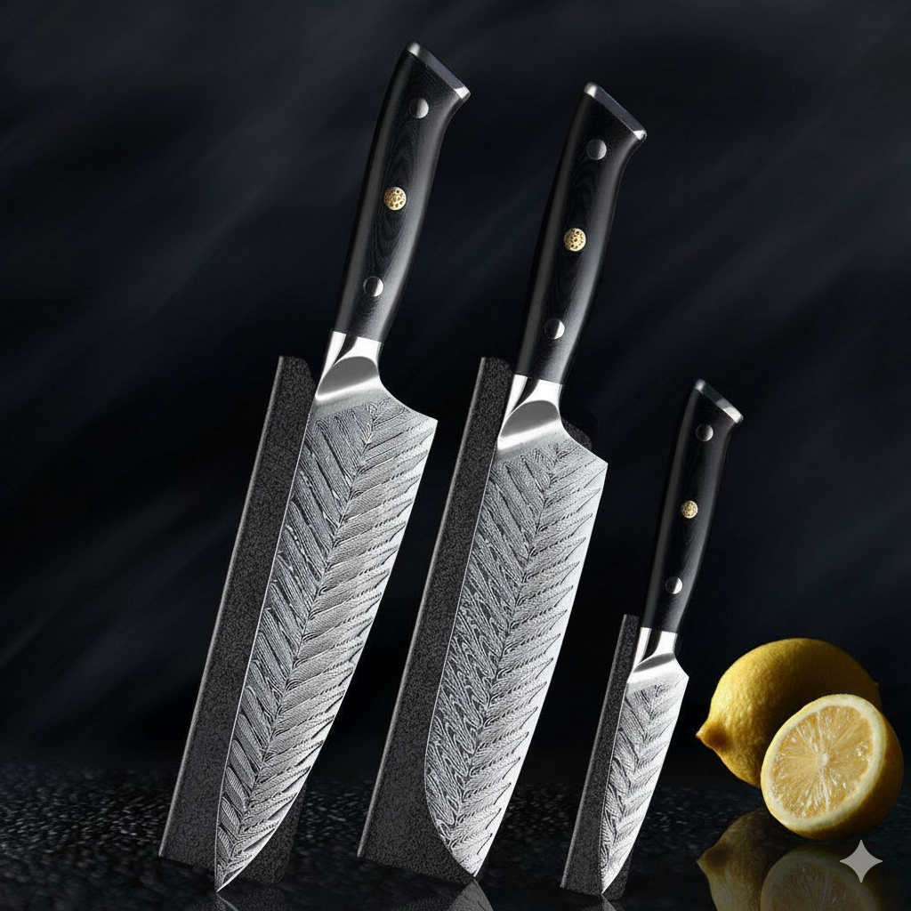 Hand Forged Damascus Steel Chef Knife Set