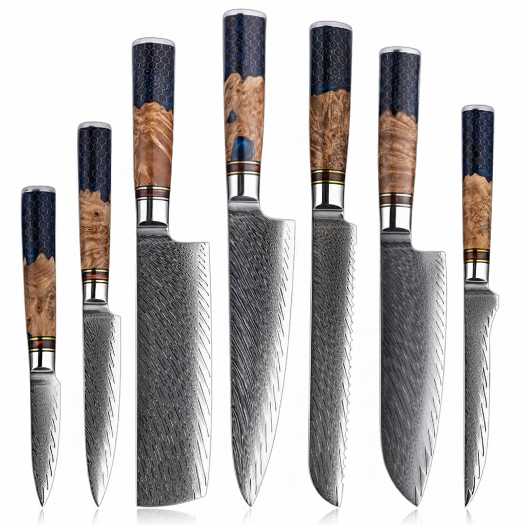Hanikamu VG10 Damascus Chef Knife Set Honeycomb