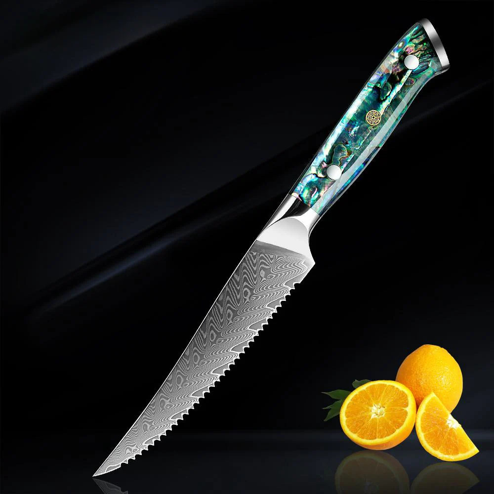 HECTOR - Damascus Steel Kitchen Knife with Abalone Handle