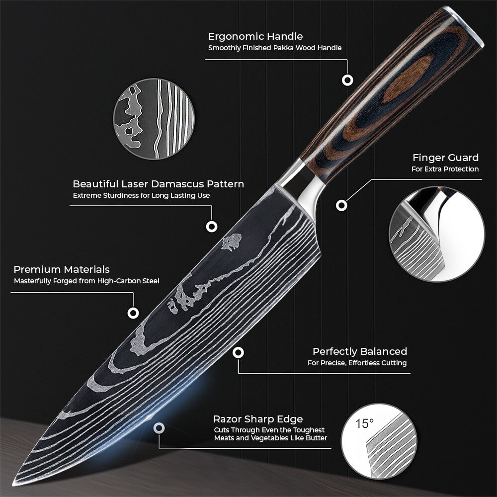 "Imperial" Collection - Premium Japanese Kitchen Knife Set with Damascus Pattern