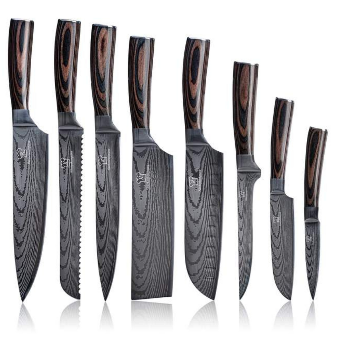 Professional Chef Knives Set - Premium Japanese Kitchen Knife Set with Damascus Pattern