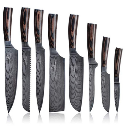 Professional Chef Knives Set - Premium Japanese Kitchen Knife Set with Damascus Pattern