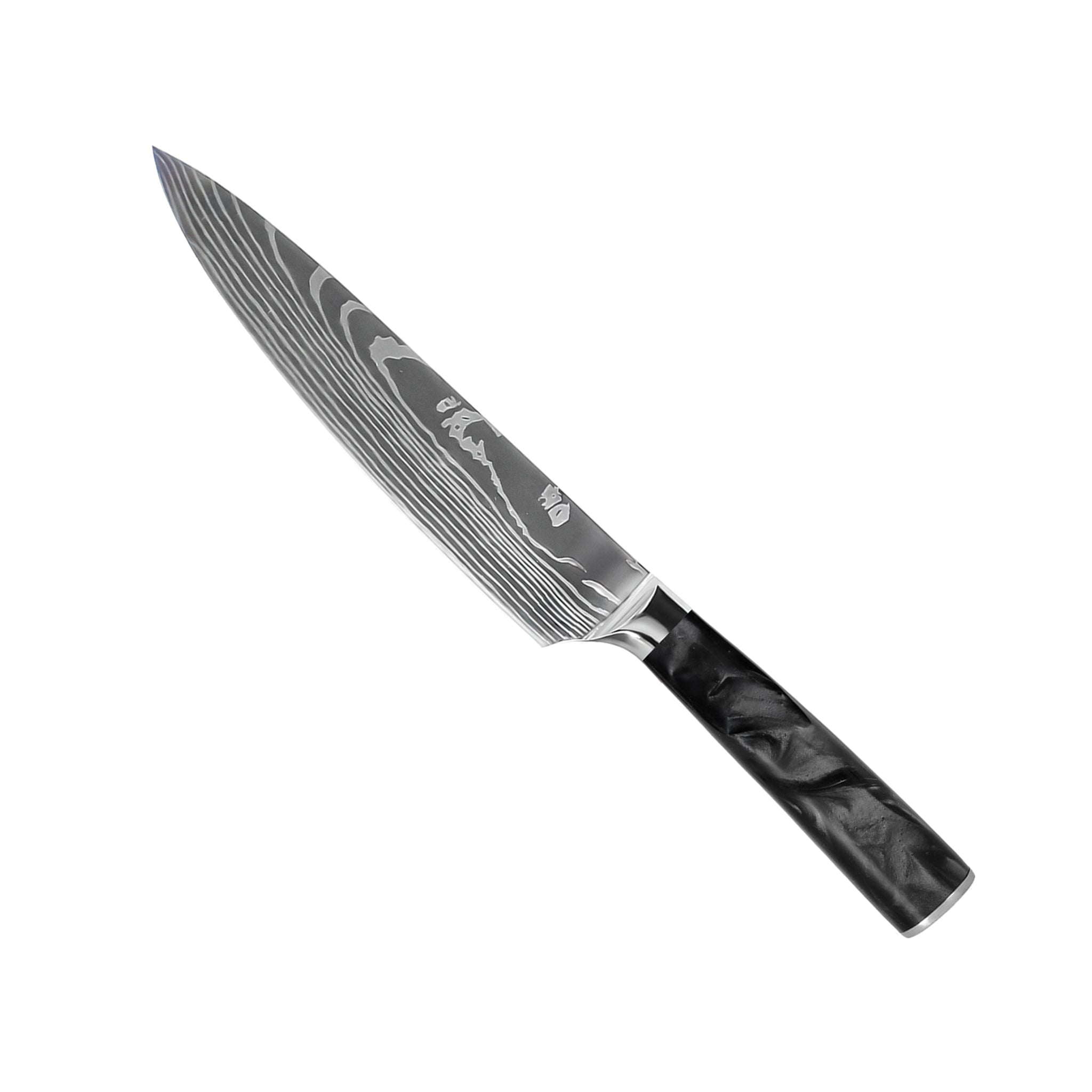 DAMASCUS PRINT ONYX EPOXY - 9 PIECE KNIFE SET