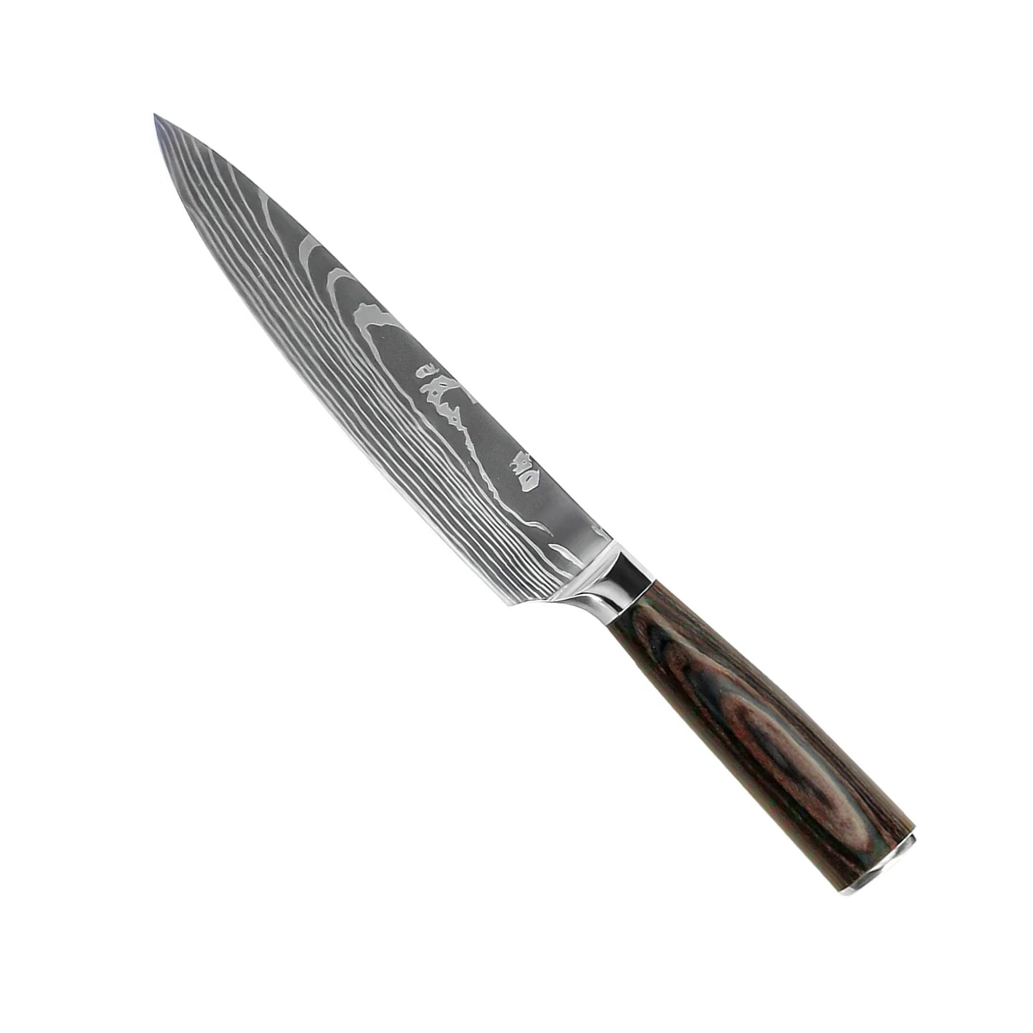 Quality Damascus Print Series 7-piece Knife Set + Acacia Knife Holder