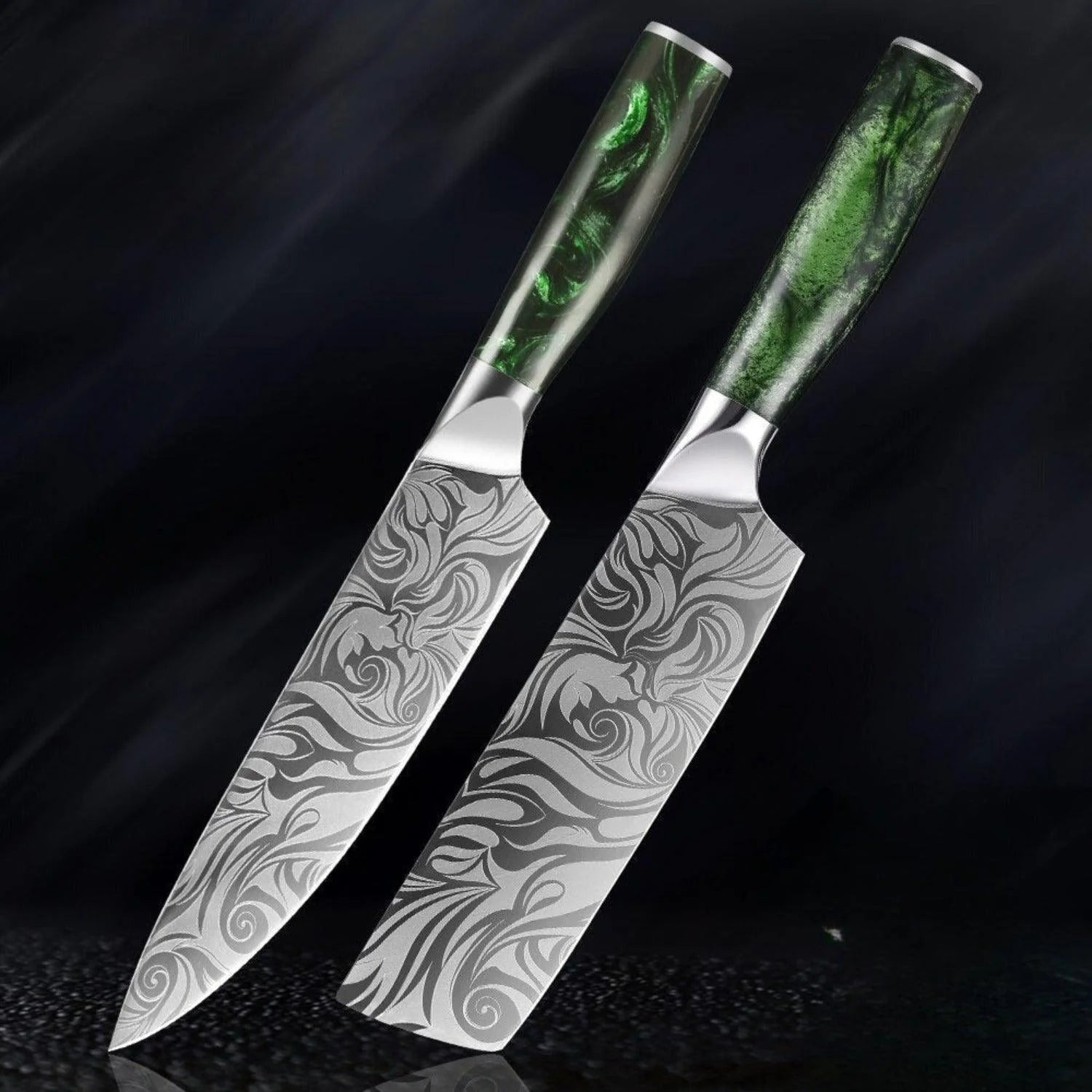"Wasabi" Collection - Premium Japanese Kitchen Knife Set with Green Resin Handle