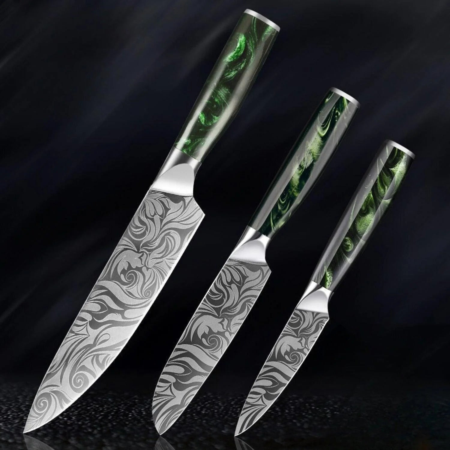 "Wasabi" Collection - Premium Japanese Kitchen Knife Set with Green Resin Handle