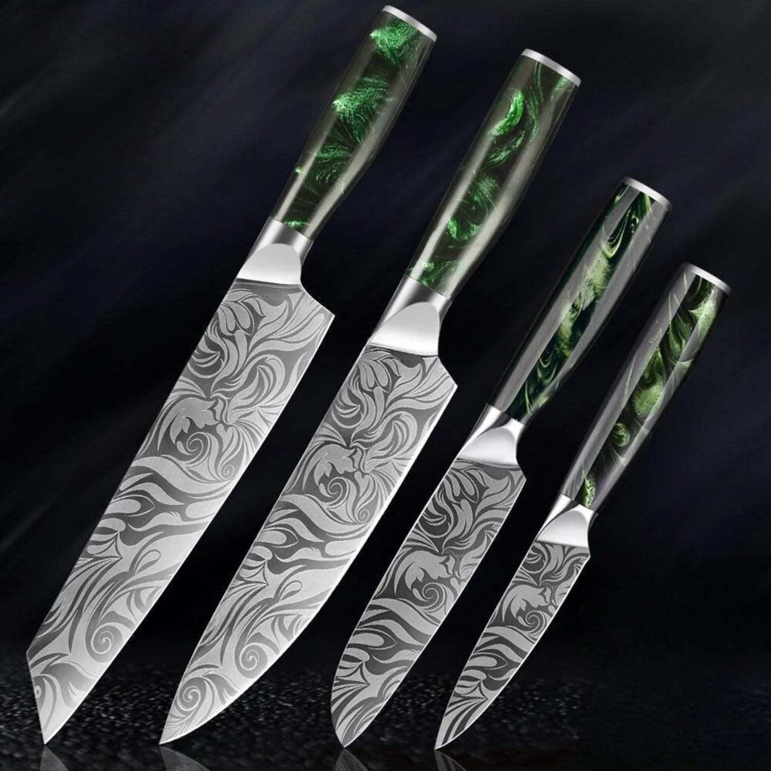 "Wasabi" Collection - Premium Japanese Kitchen Knife Set with Green Resin Handle