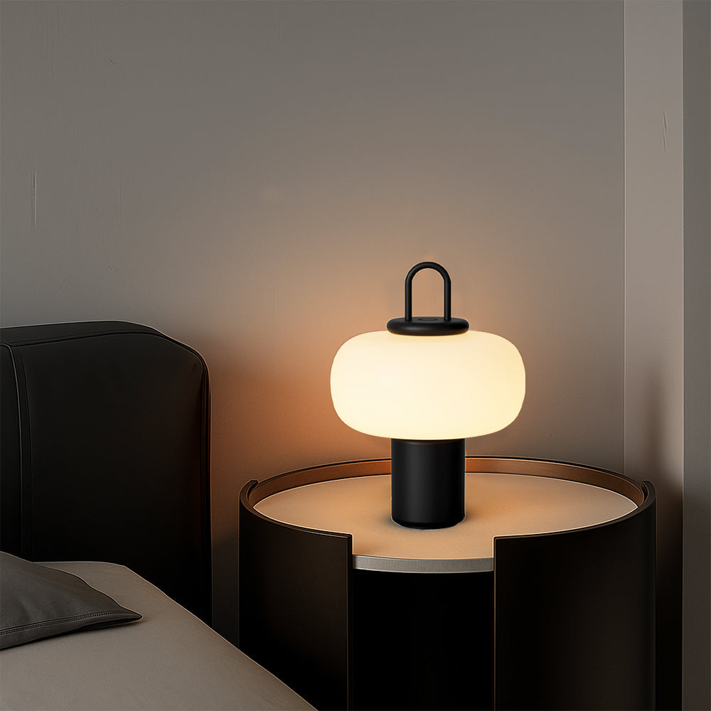 Glass Bedside Table Lamp – Soft Diffused LED Light