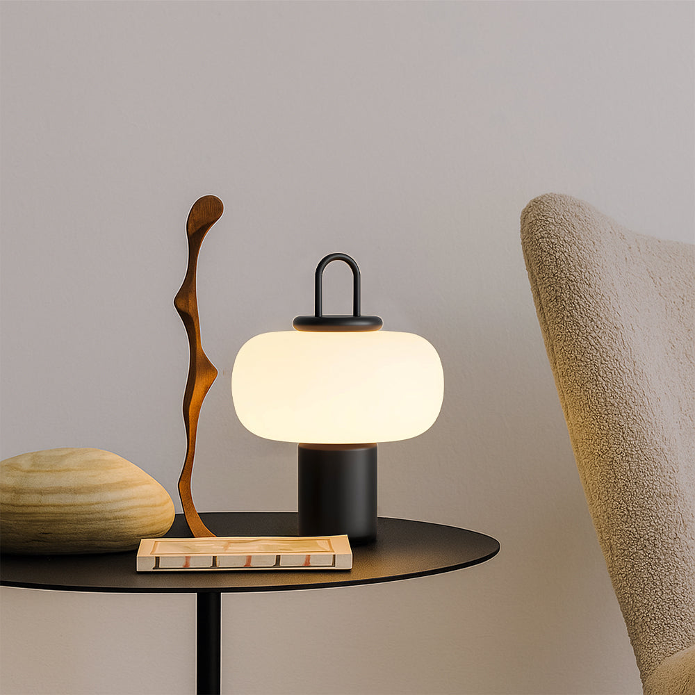 Glass Bedside Table Lamp – Soft Diffused LED Light