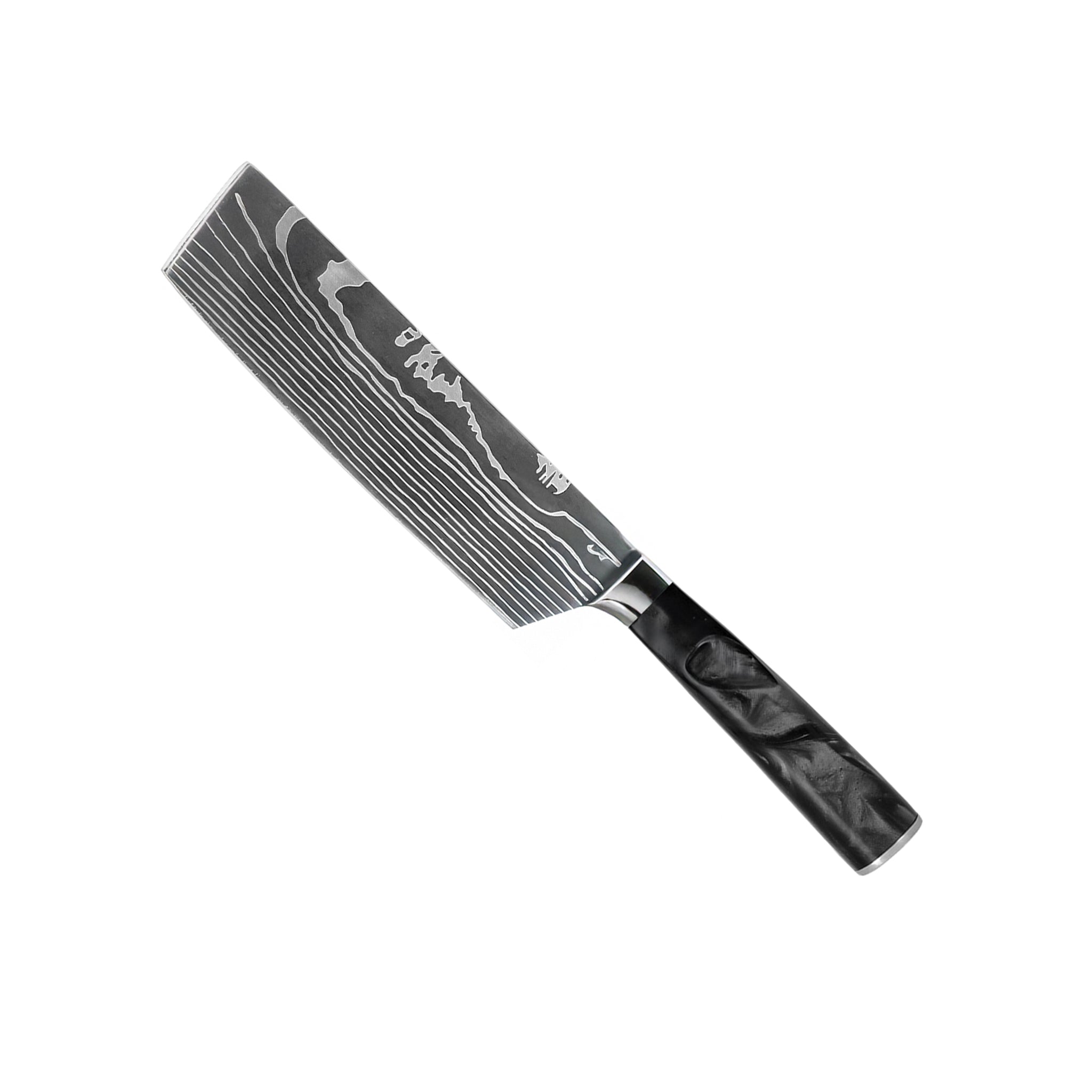 DAMASCUS PRINT ONYX EPOXY - 9 PIECE KNIFE SET