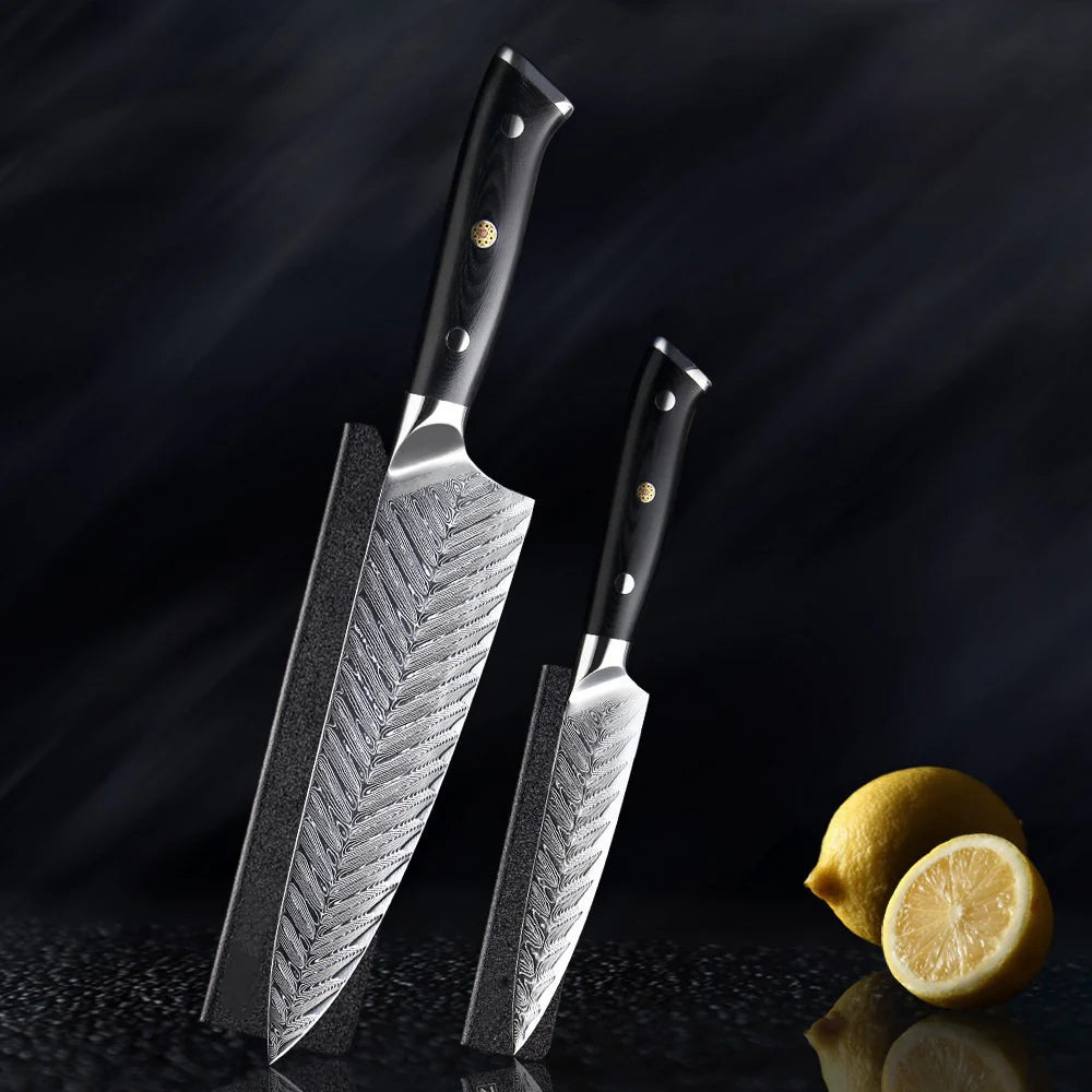 Hand Forged Damascus Steel Chef Knife Set