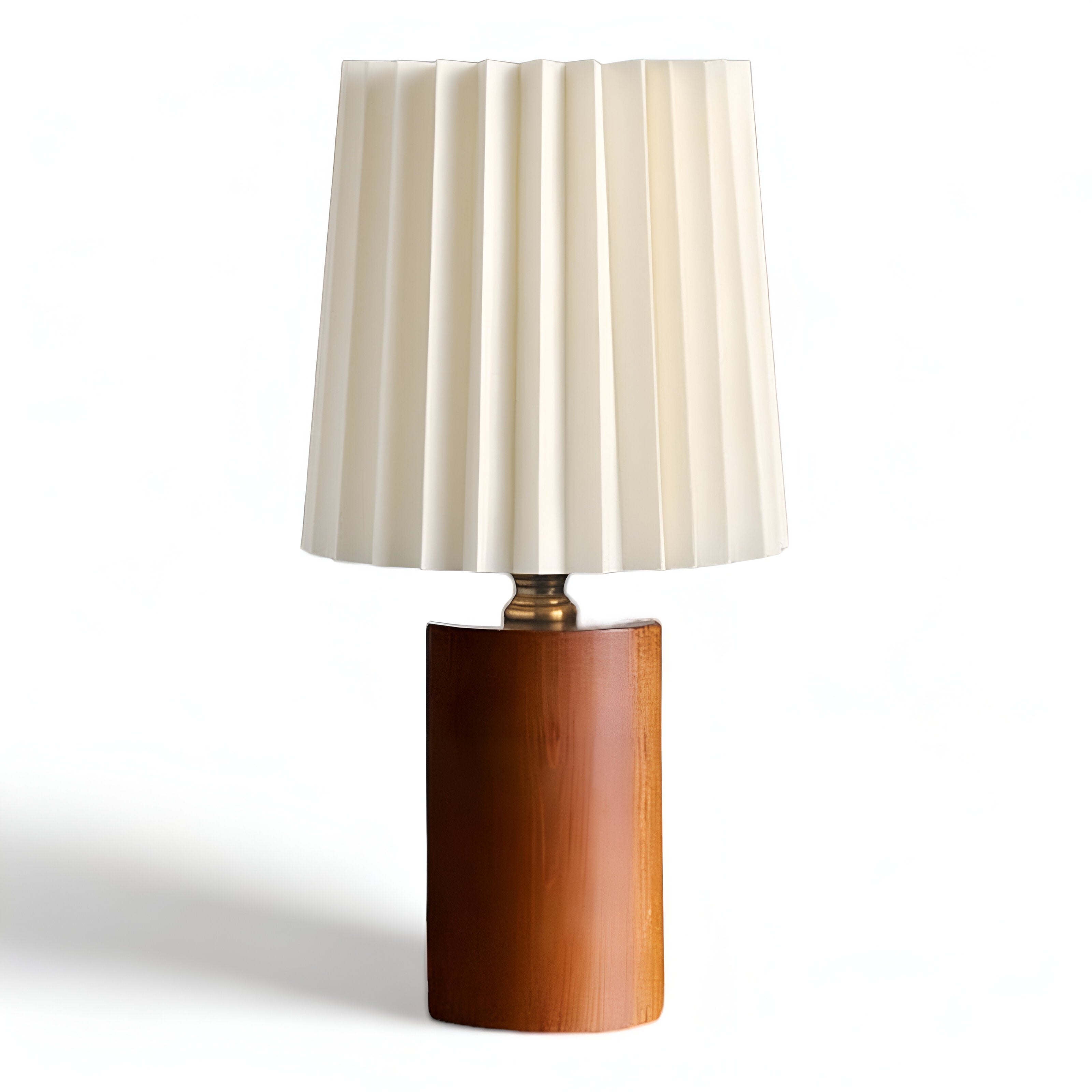ScandiChic Wooden Table Lamp – Nordic Pleated Fabric Design