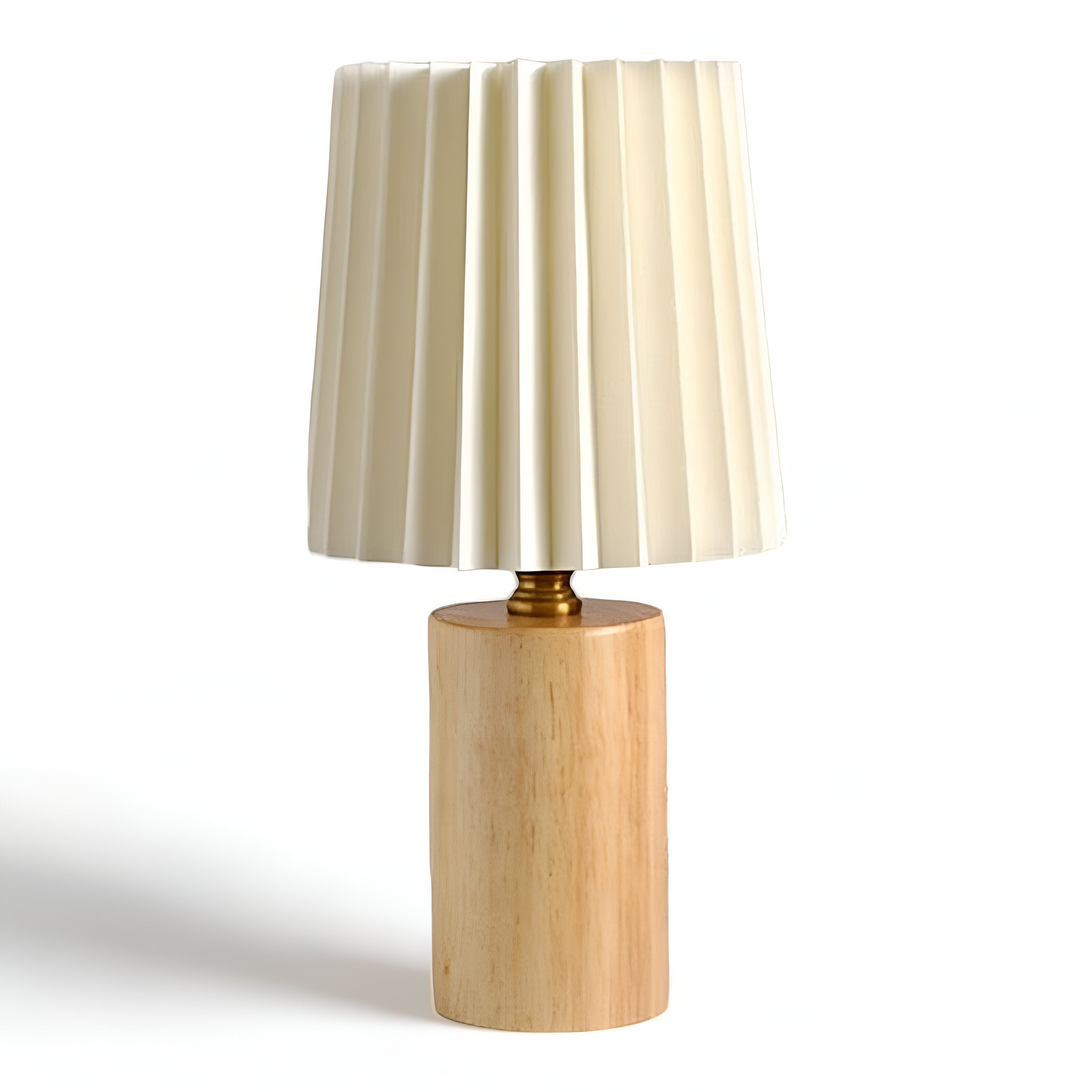 ScandiChic Wooden Table Lamp – Nordic Pleated Fabric Design