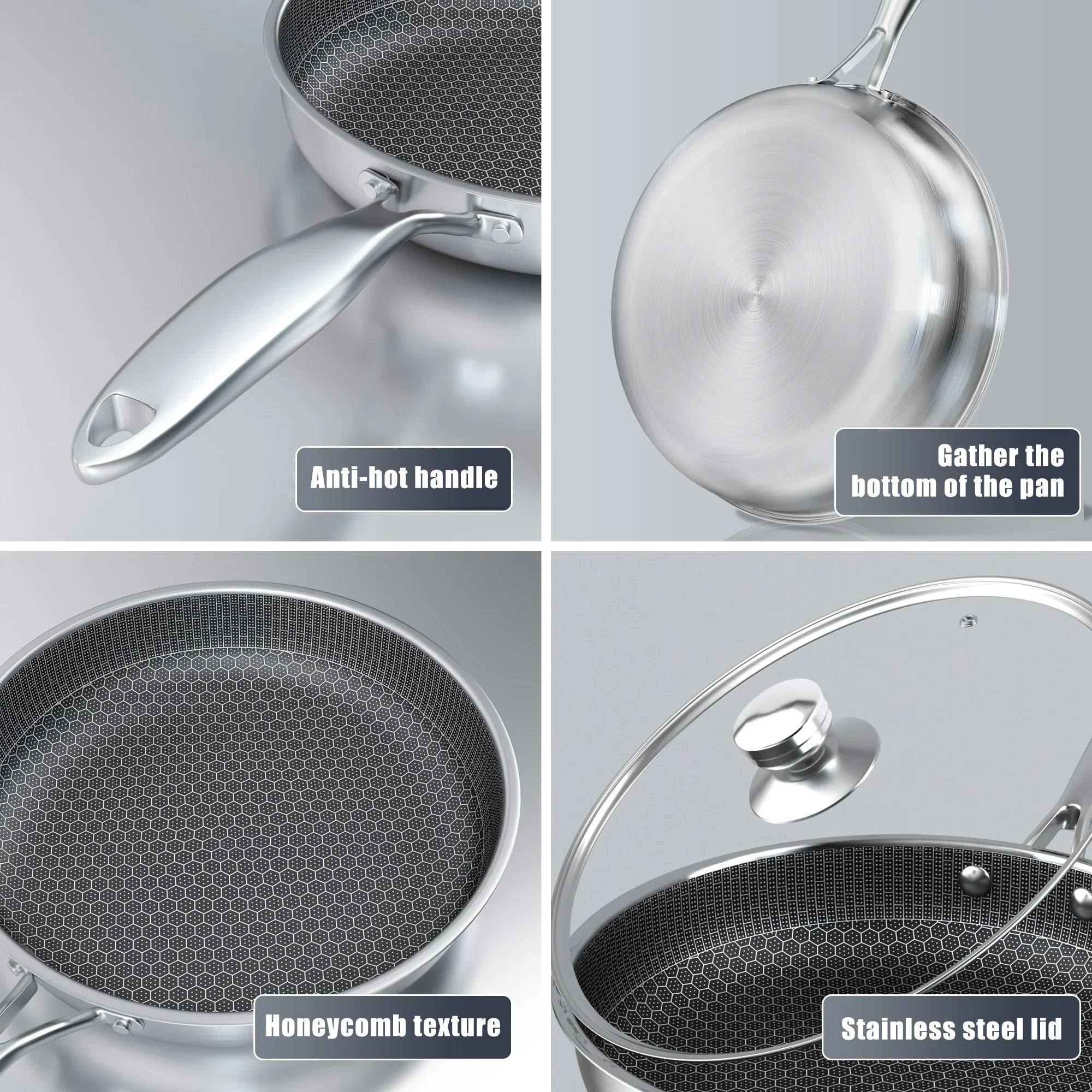 Stainless Steel Honeycomb Non-Stick Frying Pan