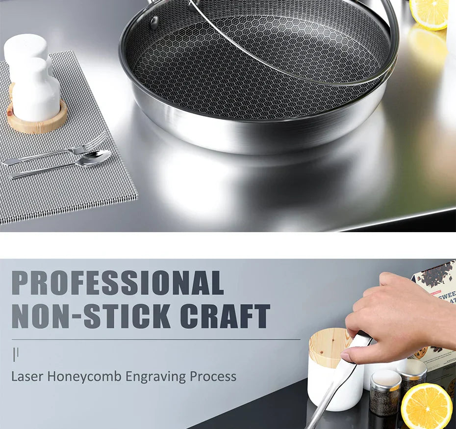 Stainless Steel Honeycomb Non-Stick Frying Pan