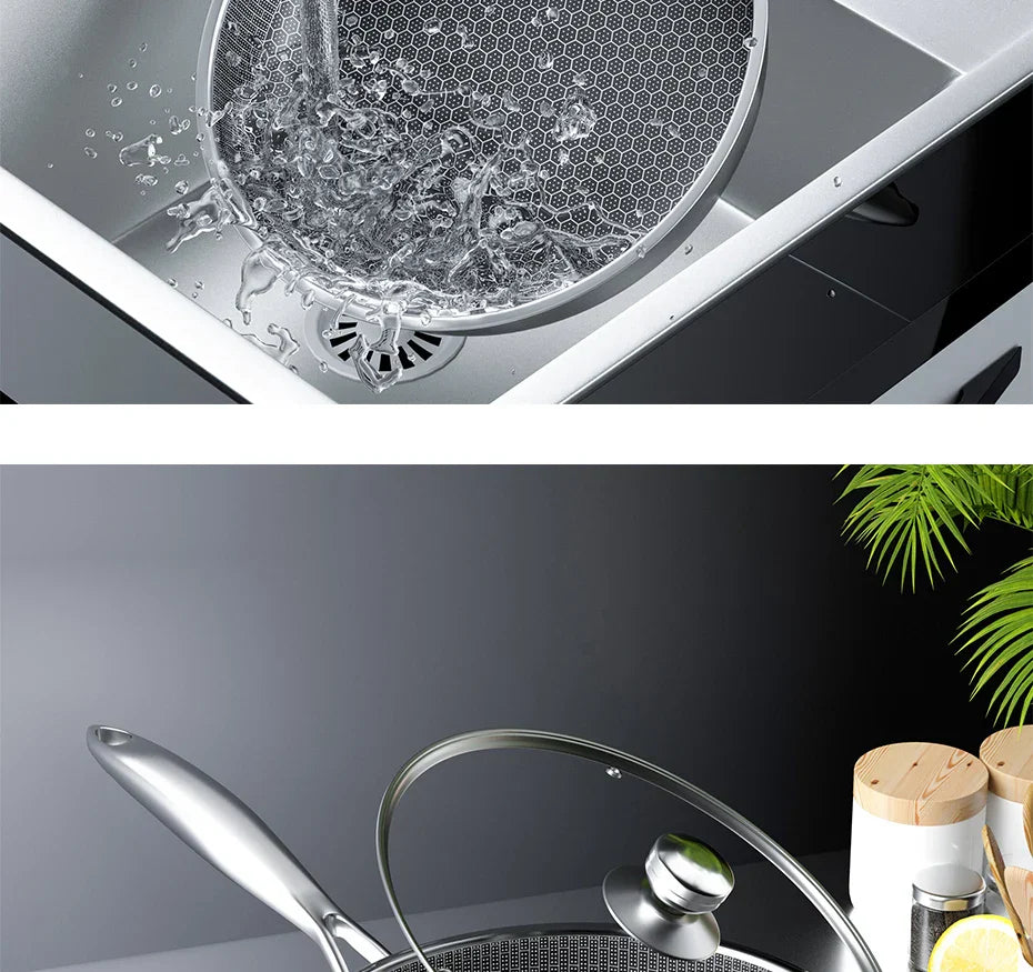 Stainless Steel Honeycomb Non-Stick Frying Pan