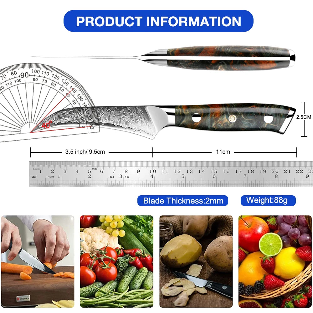 Hector 3.5” Damascus VG10 Paring Knife – Precision in the Palm of Your Hand