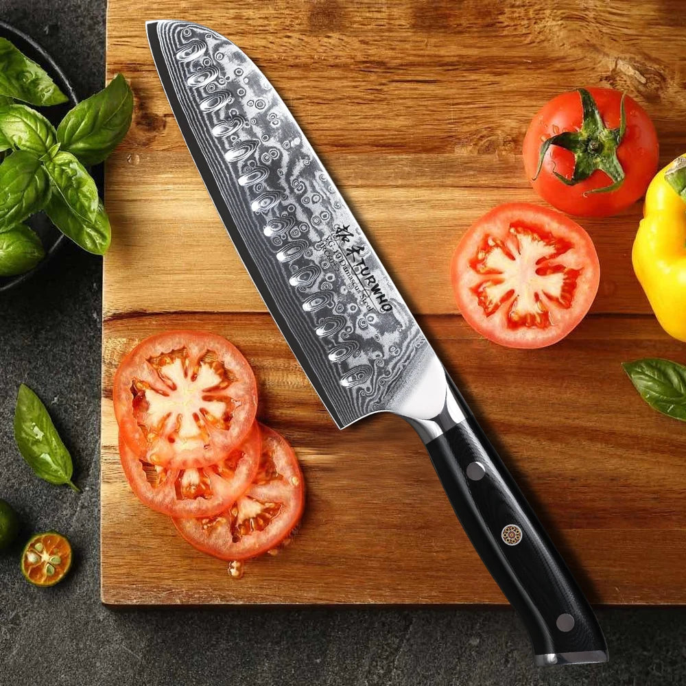 Hector 7” Japanese Santoku Knife – Damascus Steel Professional Chef Knife