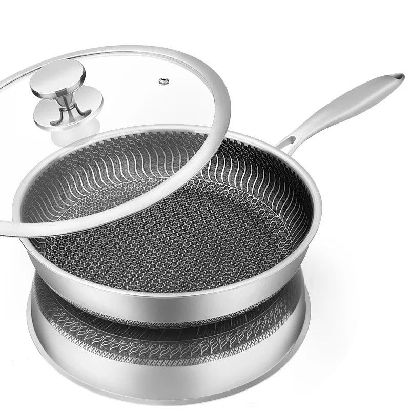 Stainless Steel Honeycomb Hexclad Non-Stick Frying Pan