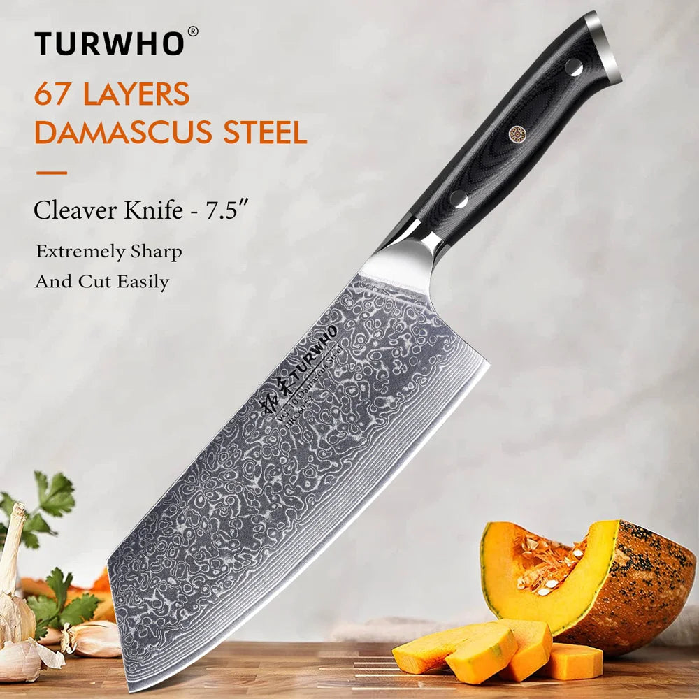 Hector 7.5” Damascus Steel Cleaver Knife – Professional VG10 Chef Knife