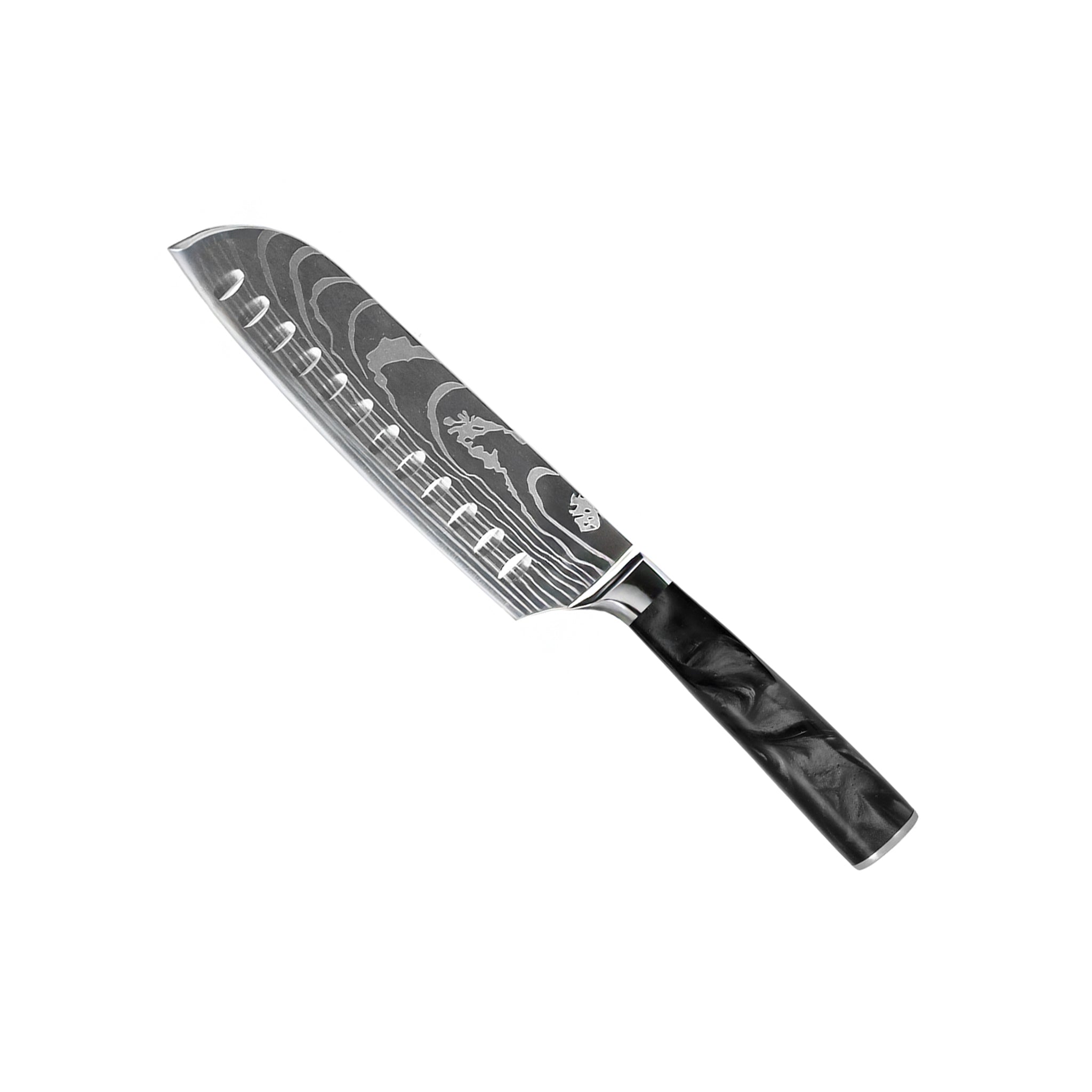 DAMASCUS PRINT ONYX EPOXY - 9 PIECE KNIFE SET