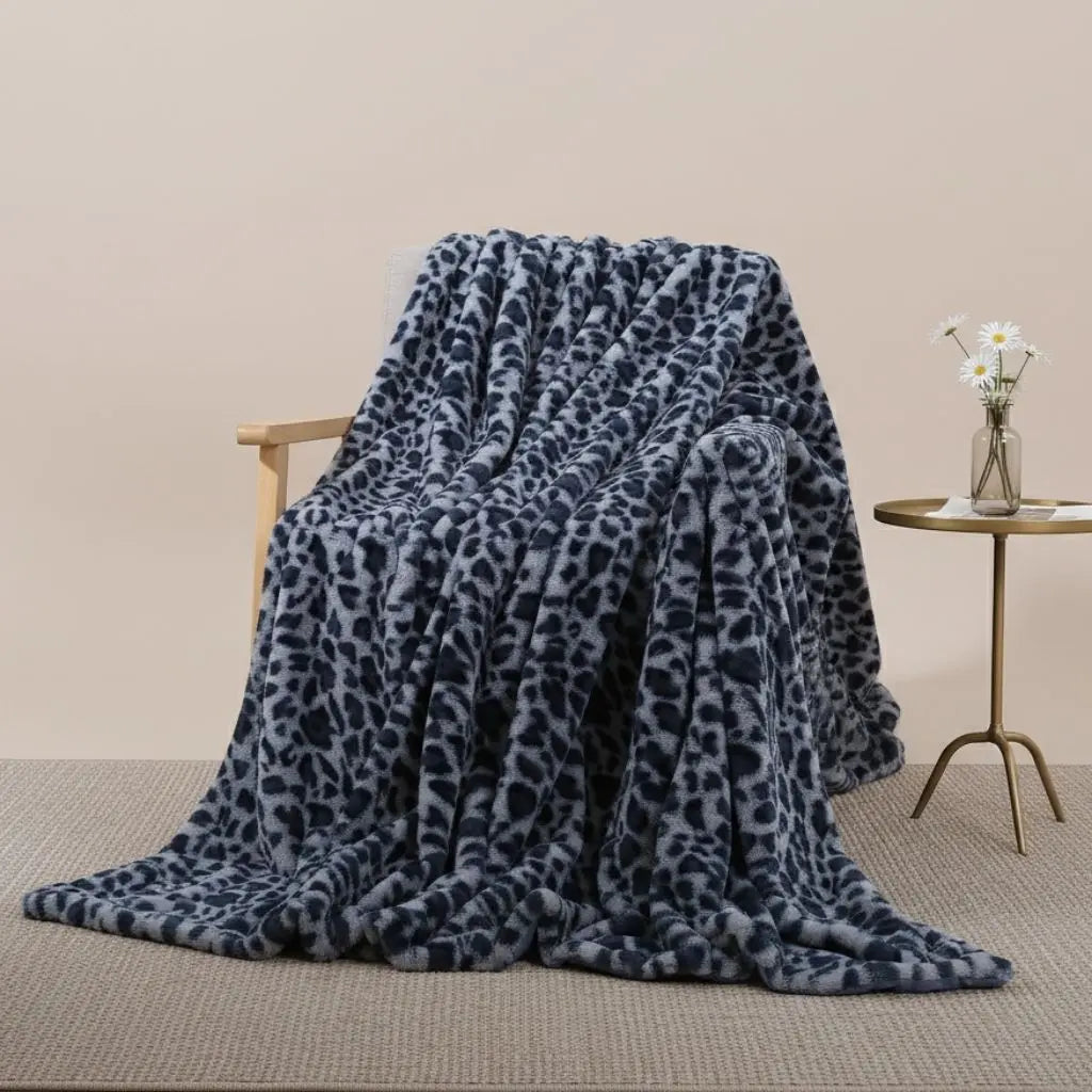 Leona Plush Leopard Print Throw Blanket