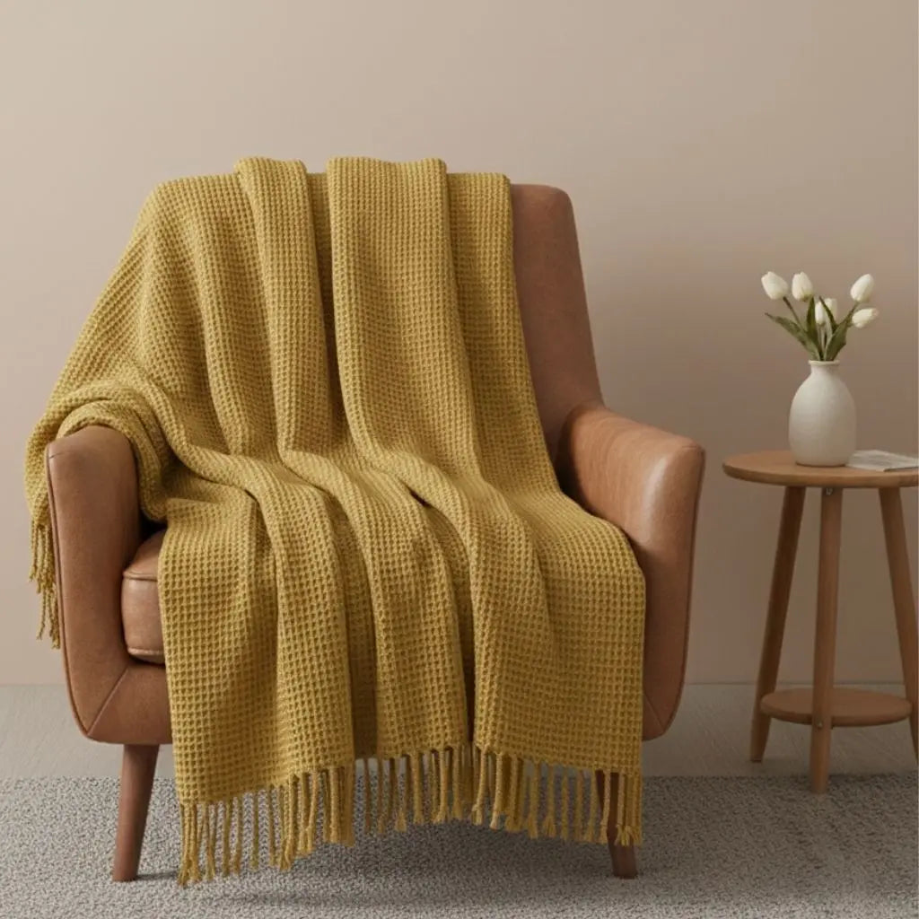 Elliot Nordic Waffle Knit Soft Throw Blanket