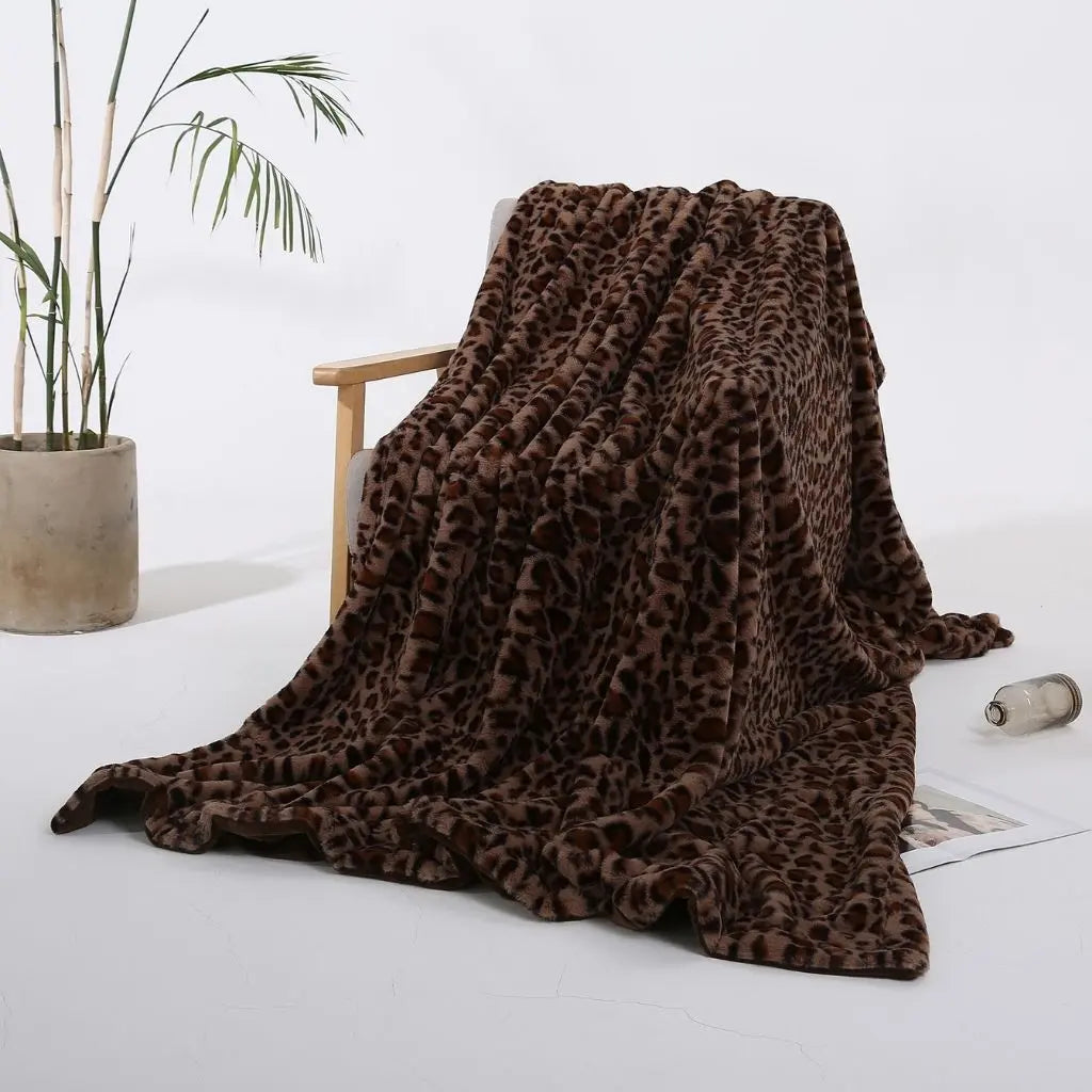 Leona Plush Leopard Print Throw Blanket