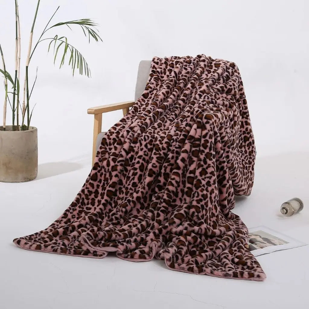 Leona Plush Leopard Print Throw Blanket