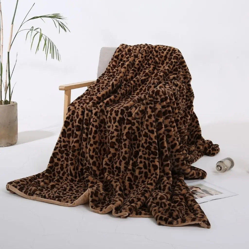 Leona Plush Leopard Print Throw Blanket