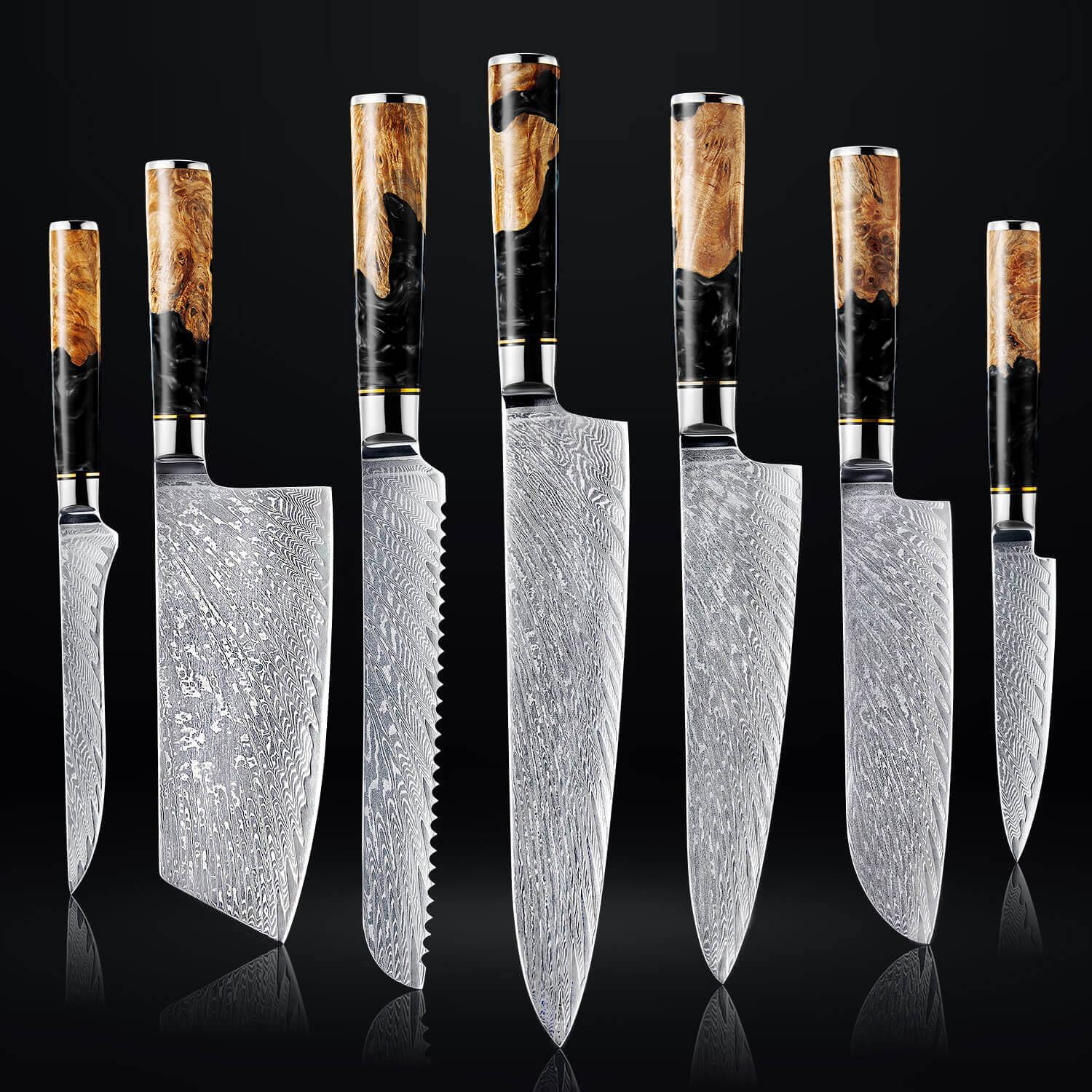 "Tsunami" Collection - Japanese VG10 Damascus Steel Knife Set