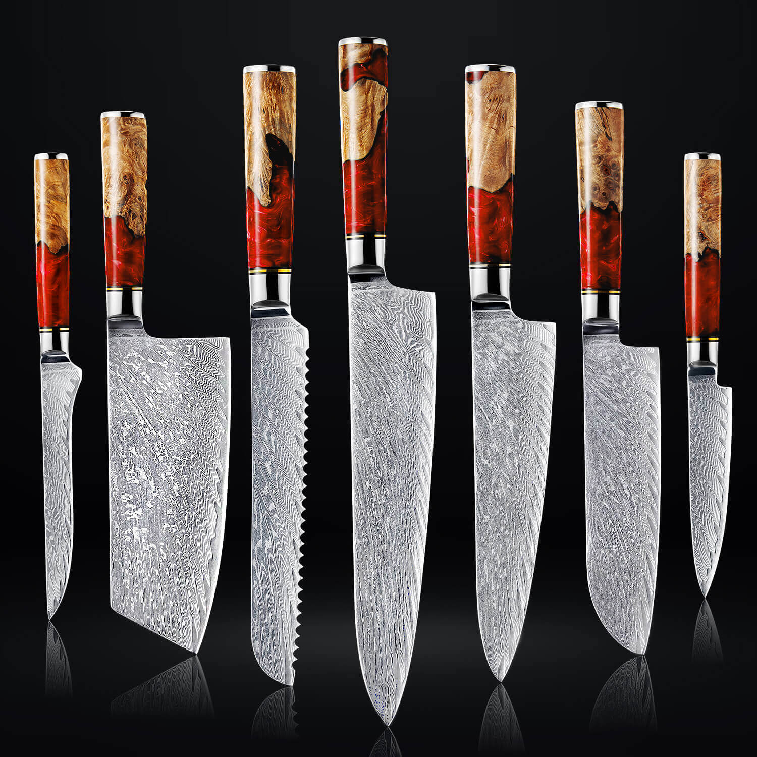 "Tsunami" Collection - Japanese VG10 Damascus Steel Knife Set