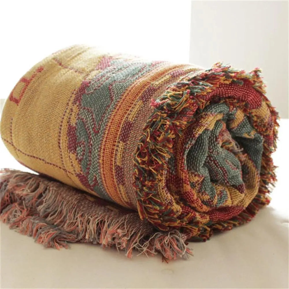Wanderlust World Map Cotton Throw Blanket