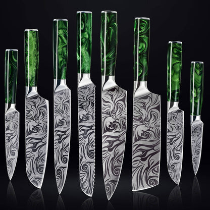 "Wasabi" Collection - Premium Japanese Kitchen Knife Set with Green Resin Handle
