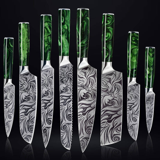 "Wasabi" Collection - Premium Japanese Kitchen Knife Set with Green Resin Handle