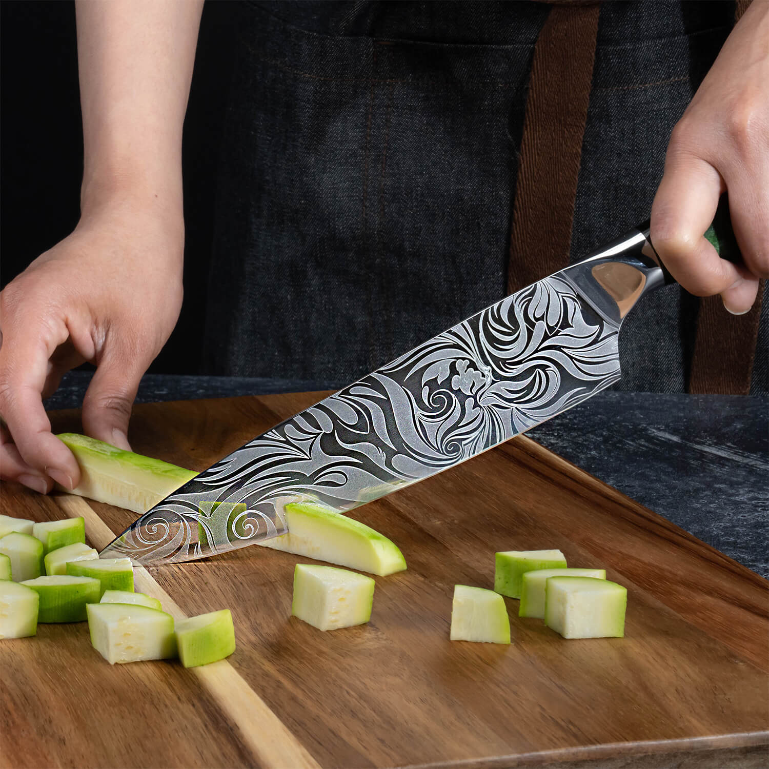 "Wasabi" Collection - Premium Japanese Kitchen Knife Set with Green Resin Handle