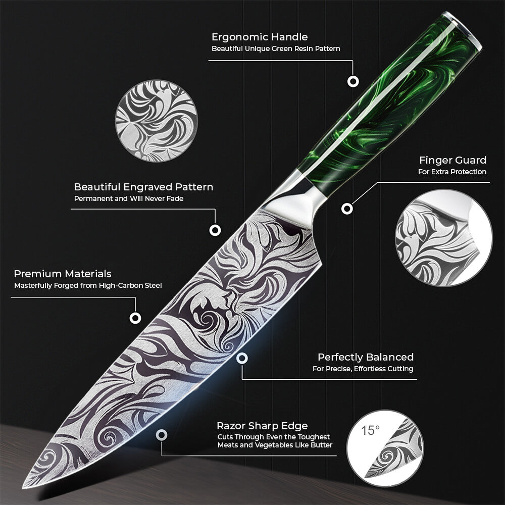 "Wasabi" Collection - Premium Japanese Kitchen Knife Set with Green Resin Handle