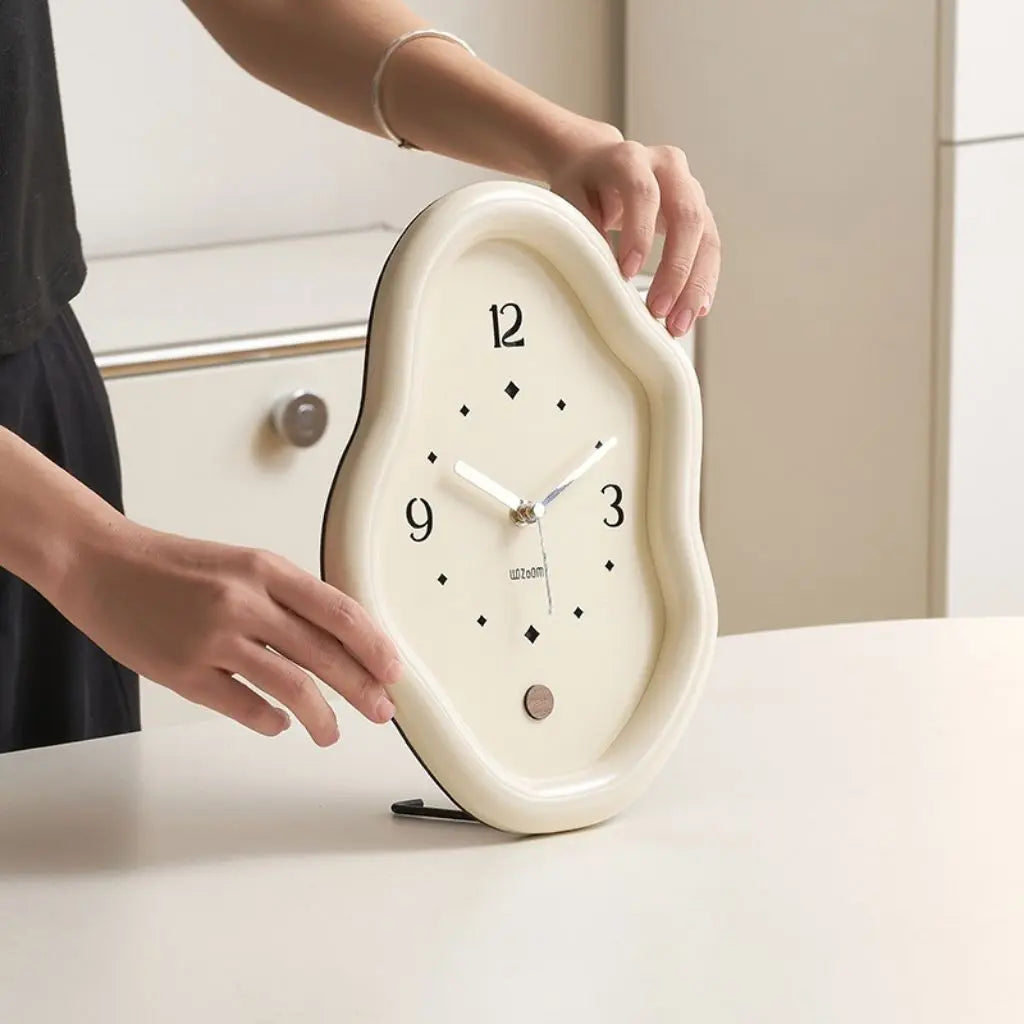 Wavy Wooden Table Clock