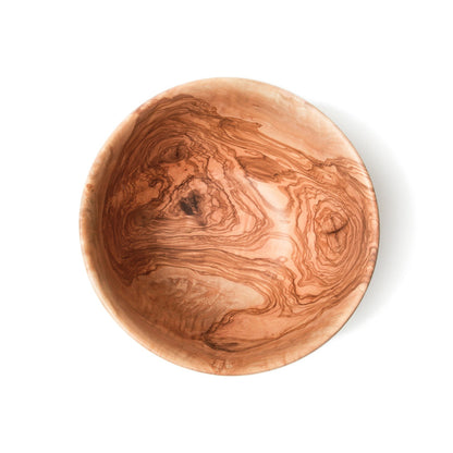 Artisanal olivewood salad bowl with a unique grain pattern and earthy tone