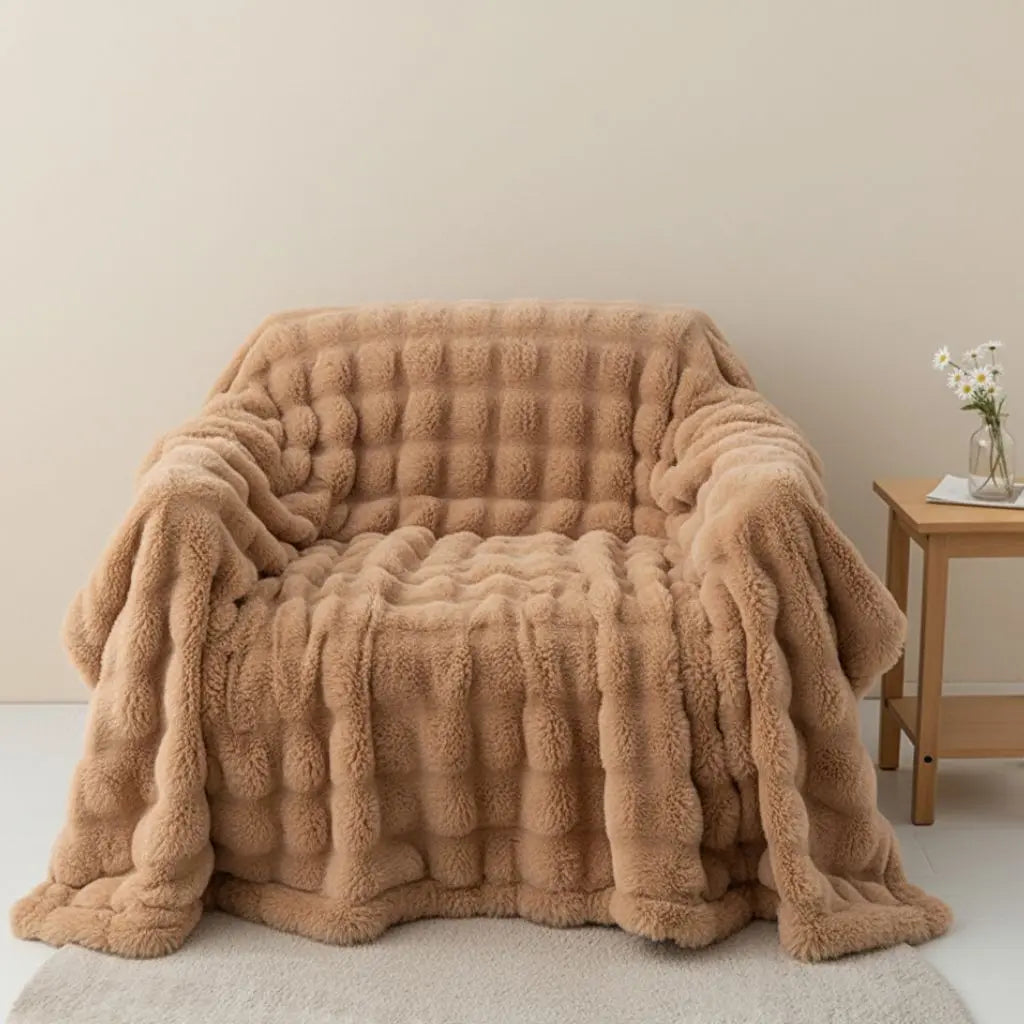 Luna Bubble Flannel Sofa Blanket